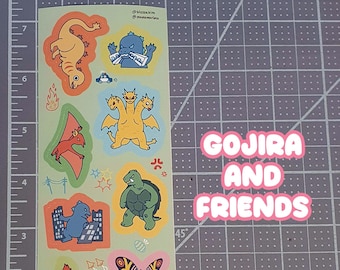Gojira and Friends Sticker sheet for Journaling (King Kong, Ghidorah, Mothra, and others!)