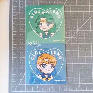 Holo Sailor Neptune Sailor Uranus a juego BFF Mejores Amigos Novias Pegatinas Perforadas