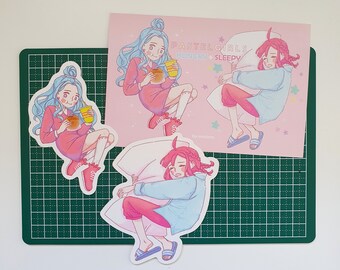Sleepy and Hungry Girl Stationary Set