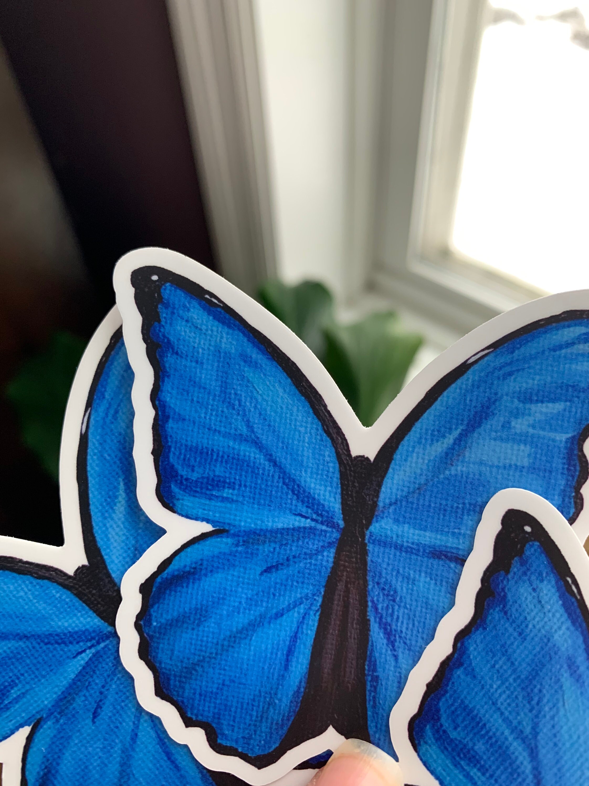 Large Blue Butterfly Stickers Blue Morpho Butterfly Vinyl Etsy