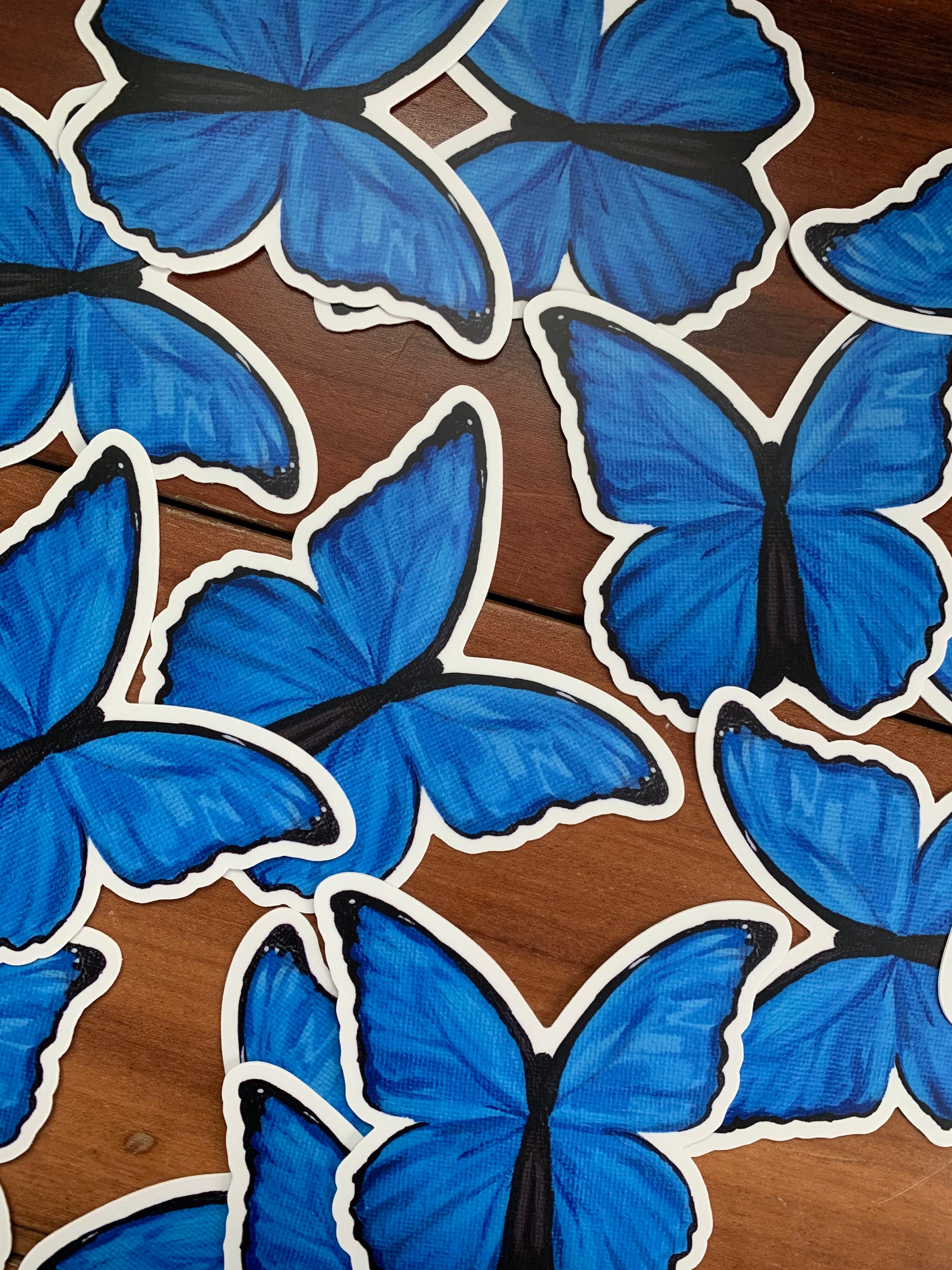 Large Blue Butterfly Stickers Blue Morpho Butterfly Vinyl Etsy