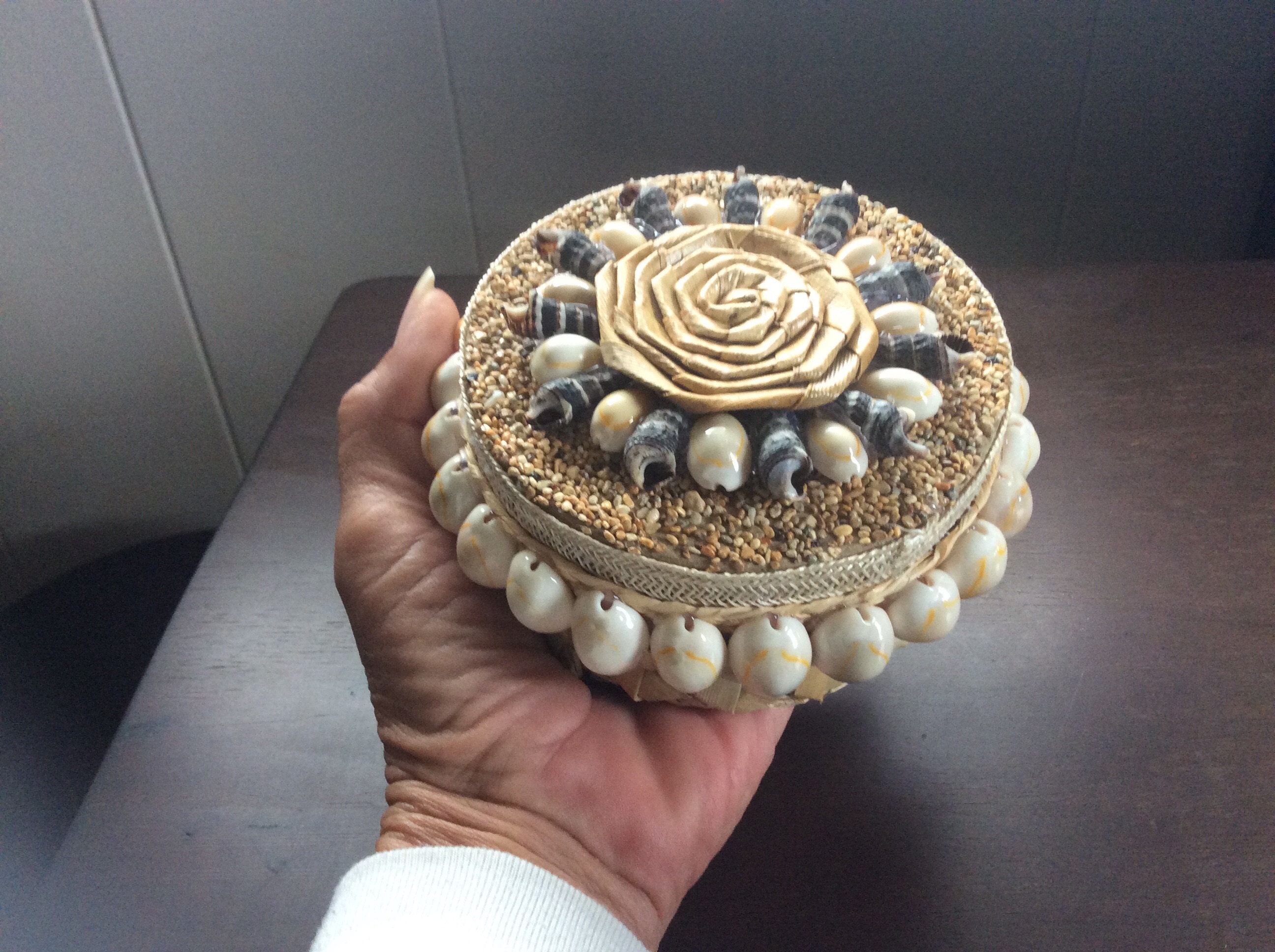 Unique handmade shell trinket box Etsy