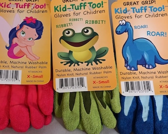 KidTuff Grip Gloves XS ~ Fairy, Frog, or dinosaur! Fully functional !