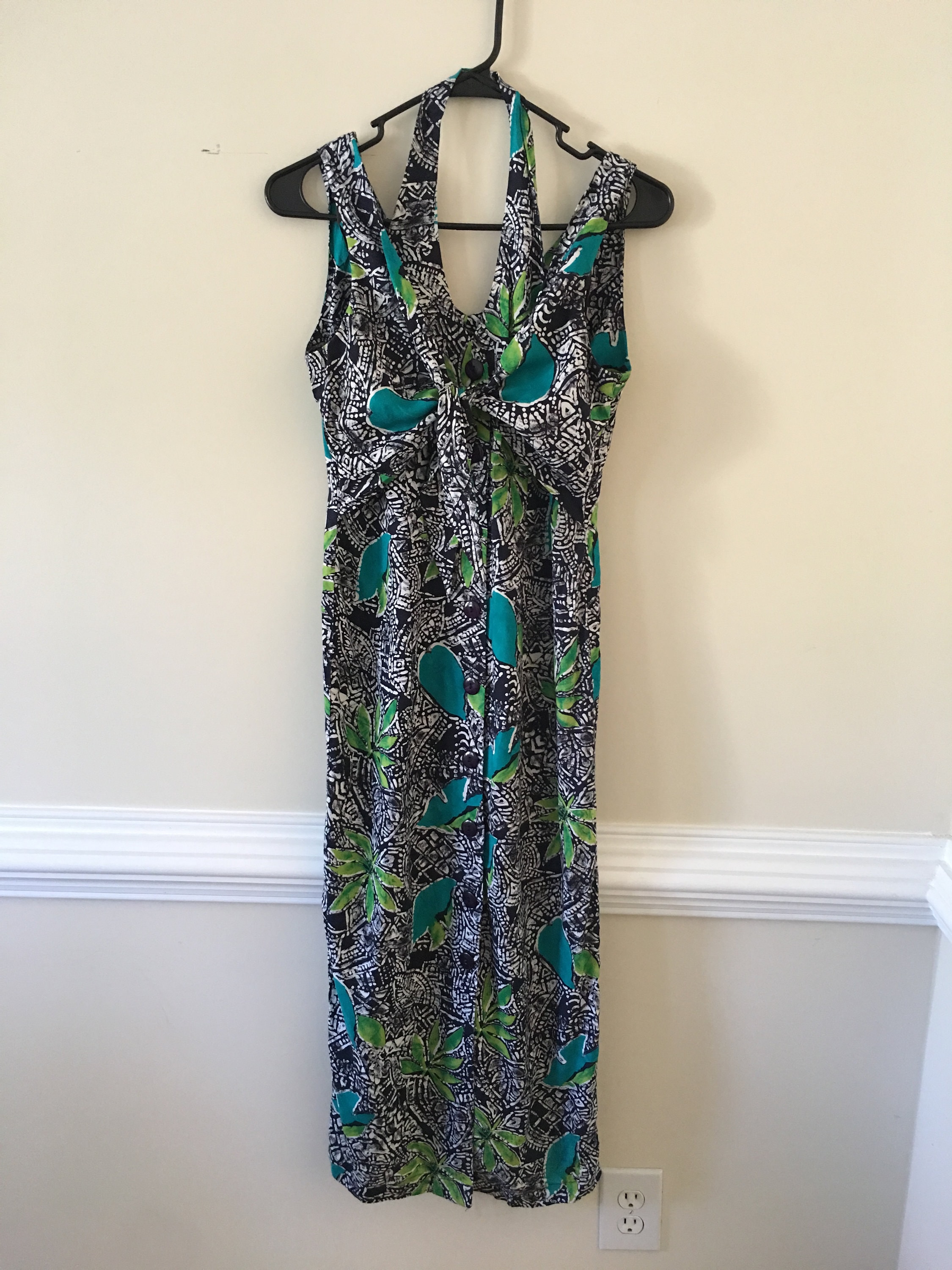 halter button down dress