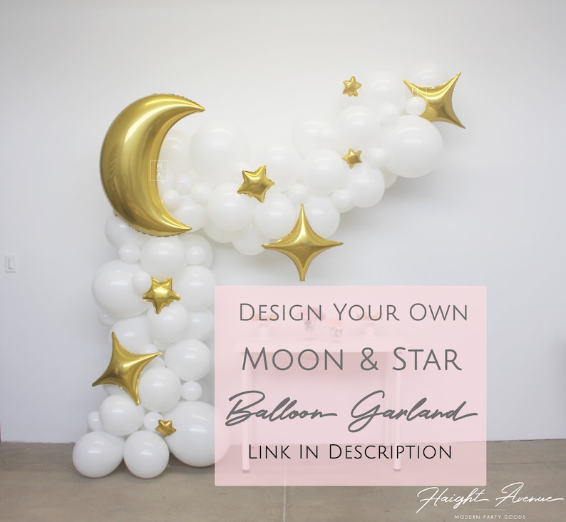 Purple Moon and Star Balloon Garland Kit Perfect for Over the Moon /& Twinkle Twinkle Little Star themed celebrations! Pink and Rose Gold