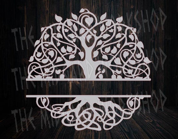 Download Tree Of Life Split Monogram Tree Monogram Dxf Svg Png File Etsy