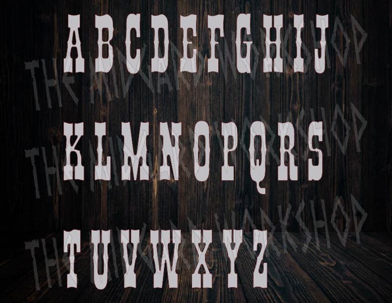 Old West Font Alphabet A Z DXF File / Svg / Png / Pdf / Eps | Etsy
