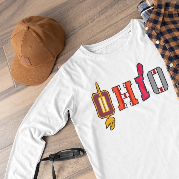 Ohio Sports Fan Cleveland and Columbus Football Basketball Baseball Men’s Long Sleeve Shirt