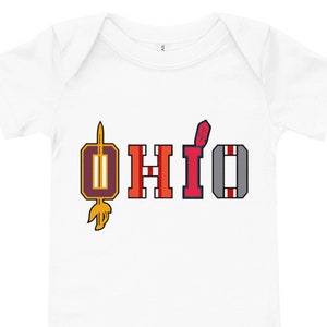 Ohio Sports Fan Cleveland and Columbus Football Basketball & Baseball Gift Baby Jumpsuit T-Shirt
