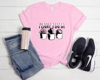 Plant Mama, Succulent Women Cotton Tshirt, Garden Tee, Plant Lover Gift, Graphic Tee for Women, Mom Soft Comfy Tee, Premium Bella Canvas Tee