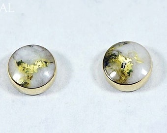 Gold Quartz Earrings "Orocal" EBZ5MMQ Genuine Hand Crafted Jewelry - 14K Gold Yellow Gold Casting