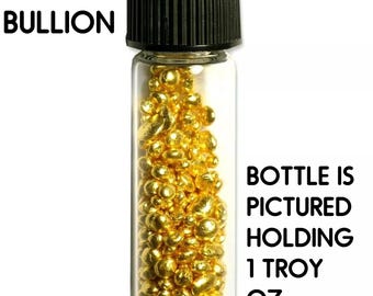 2 GRAMOS de oro puro refinado de 24k .9999+ grano de oro fino SHOT con BOTELLA (#BGS200)