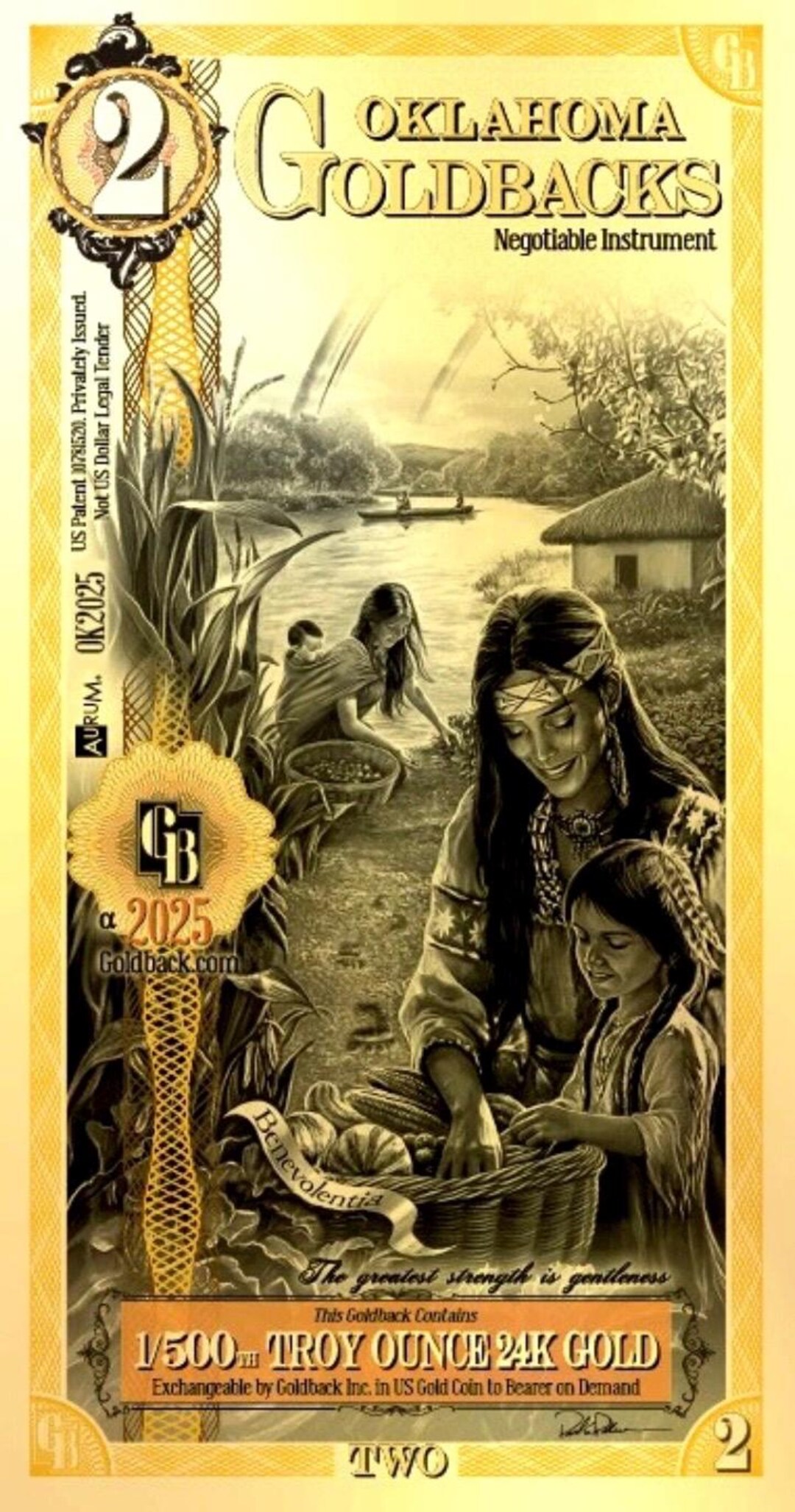 2 FLORIDA GOLDBACK Aurum 24k Gold Foil Note 1/500 Oz .999 Fine Gold Bu ...