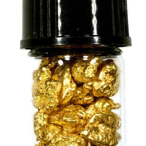 1.000 grams ALASKAN yukon bc natural pure GOLD nuggets #6 mesh with BOTTLE (#b600)