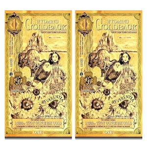 ロット 2 x 1 ワイオミング ゴールドバック オーラム 24kt 金箔紙幣 bu 1/1000 オンス .999 純金