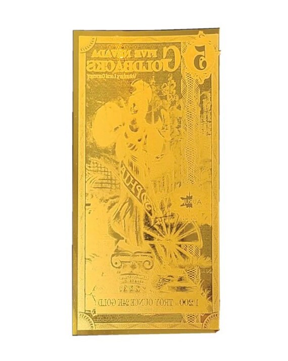 5 Nevada Goldback Aurum 24kt Gold Foil Note Bu 1/200 OZ .999 Fine
