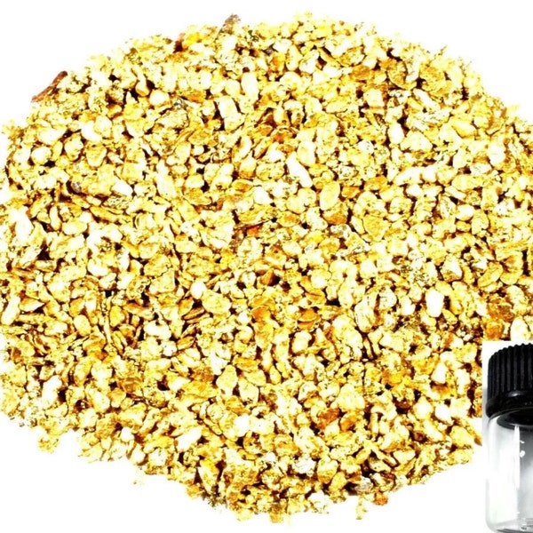 Lot de 15 pépites/flocons d'or pur naturel de l'Alaska yukon bc avec bouteille livraison gratuite (# B251)