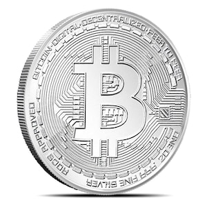 1 troy OZ .999 fine silver BITCOIN ROUND bu