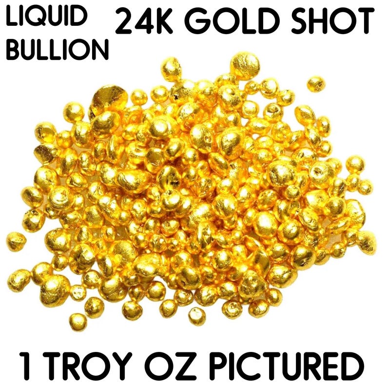 Puede incluir: Primer plano de un mont&oacute;n de oro de 24 quilates, tambi&eacute;n conocido como lingote de oro l&iacute;quido. La imagen muestra 1 onza troy de oro.