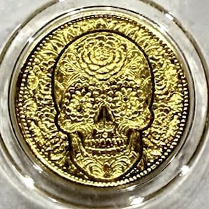 1/200 Oz .9999 Fine 24k Gold “DAY Of THE DEAD” Round - In Capsule