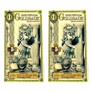 ロット X 2 ネバダ ゴールドバック オーラム 24kt 金箔紙幣 bu 1/1000 オンス .999 純金