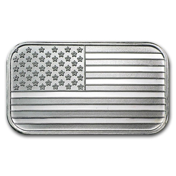 1トロイオンス純銀バー　「アメリカ自由の旗」 1トロイオンス 0.999 純銀二次市場バー - Etsy 日本