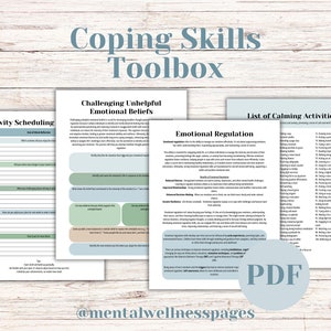 Coping Skills Toolbox, Emotional Regulation, Behavioral Activation, CBT Worksheets, DBT Therapy Tool, Anxiety & Depression Self Help