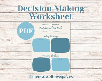 Decision Making Tool | Decisional Balance Worksheet | Therapy Tool | Therapy Worksheet | Mental Health Tool | Motivational Interviewing