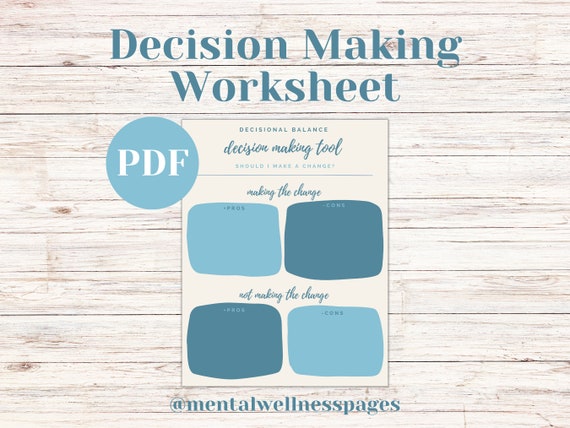 Decision Making Tool | Decisional Balance Worksheet | Therapy Tool | Therapy Worksheet | Mental Health Tool | Motivational Interviewing