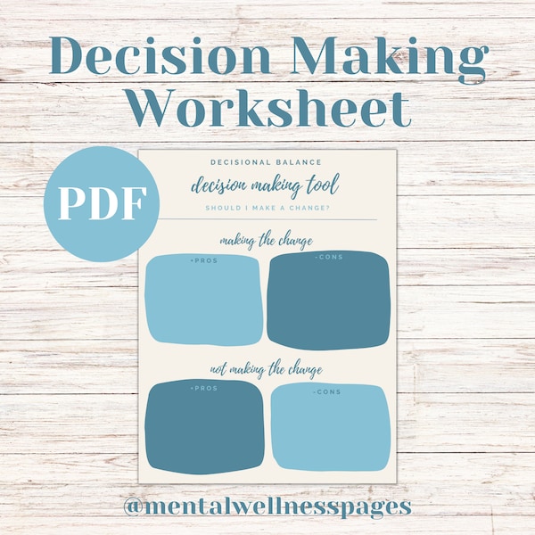 Decision Making Worksheets - Etsy