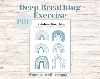 Rainbow Breathing | Deep Breathing Exercise | Mindful Breathwork | Printable Therapy Tool | Self-Help | Emotional Regulation Technique