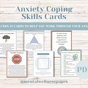 Anxiety Coping Cards | Stress Reduction | Emotional Regulation | Therapist Aid | Anxiety Relief | Coping Strategies | Stress Management