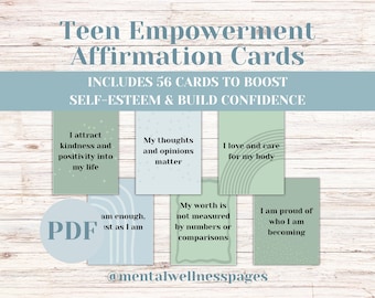 Teen Empowerment Affirmationskarten, Selbstfürsorgetherapiekarten, Wachstums-Mindset-Karteien, Therapie-Tools, Selbstentwicklungshilfe, CBT, DBT, Liebe