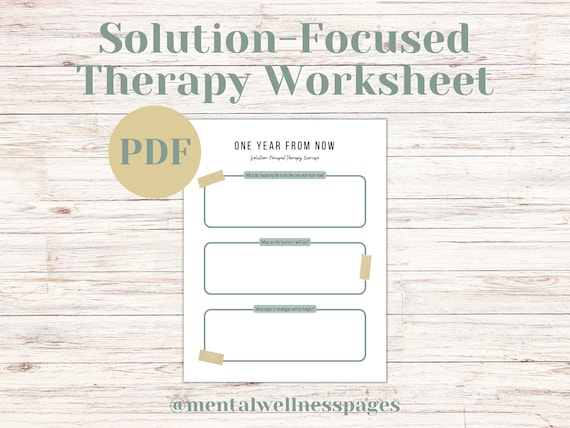 One Year From Now Worksheet | Solution-Focused Therapy Activity | Therapy Tool | Mental Health | Mental Wellness Page | Therapy Worksheet