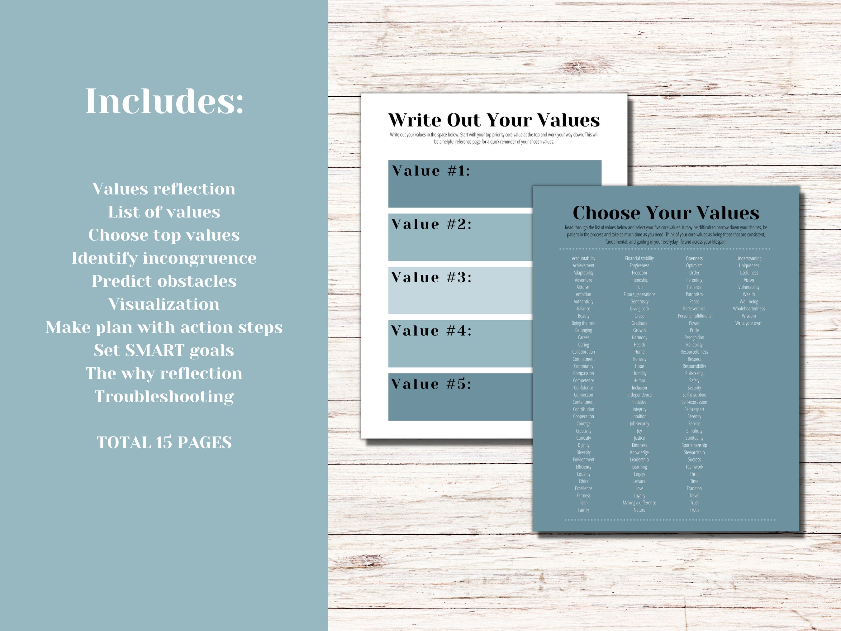 Self Help Values Living Into Your Values Workbook | Set Your Valued Intentions | Self ...
