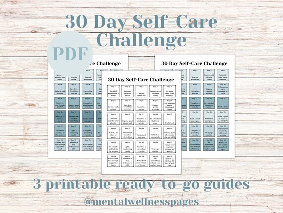 30 Day Self-Care Challenge | Printable Self-Care Checklist | Self-Care Planner | Printable Self-Care Kit | Mental Health & Wellness Tool