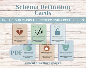 Schema Therapy Cards, DBT Skills, CBT, Self Help, Self Improvement, Trauma, Therapy Resources, Emotional Regulation, Maladaptive Beliefs