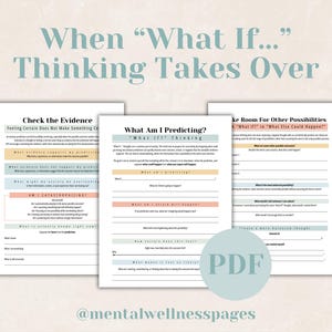 What If Catastrophizing, Anxious Thoughts, Cognitive Distortions, Probability vs Possibility, Reality Check, Mental Health Therapy Worksheet