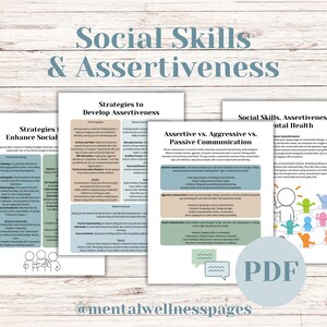 Assertive Communication Worksheets, Social Skills, Communication Styles, Social Emotional Learning, Therapy Tool, Self Help, DBT