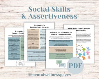 Assertive Communication Worksheets, Social Skills, Communication Styles, Social Emotional Learning, Therapy Tool, Self Help, DBT