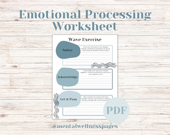 Wave Exercise | Emotional Processing Worksheet | Acceptance & Commitment Therapy | Printable Therapy Tool | Process Your Feelings Page