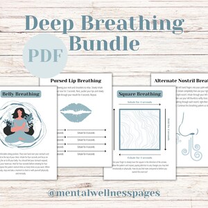 Deep Breathing Bundle | breathing cards, breathing tool, grounding kit, calm down kit, anxiety grounding, coping skills worksheets, mindful