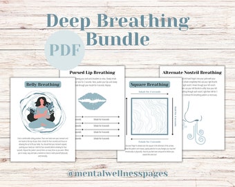 Deep Breathing Bundle | breathing cards, breathing tool, grounding kit, calm down kit, anxiety grounding, coping skills worksheets, mindful