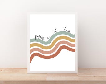 Progress is Not Linear Print, Therapy Office Decor, Mental Health Poster, Educational Wall Art, Calming Corner, Classroom Emotional Support