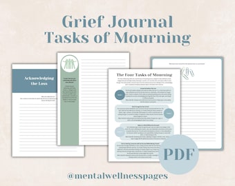 Grief Journal, Tasks of Mourning Grief Workbook, Loss & Bereavement, Grief Care Package, Condolence Gift, Loss of Loved One Journal Prompts