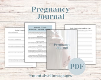 Diario de embarazo, Regalo de nueva mamá, Regalo de baby shower, Planificador de embarazo, Rastreador de estado de ánimo, Diario de ansiedad, Diario de salud mental, Diario guiado
