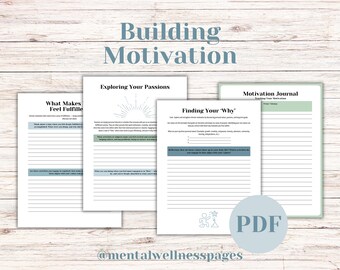 Build Motivation, Motivational Journal, Therapy Worksheets, Self Help, Mental Health, Therapy Notebook, CBT Tool, Therapeutic Interventions