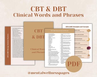 Cognitieve gedragstherapie (CBT) en dialectische gedragstherapie (DBT): termen en uitdrukkingen, rapportage, aantekeningen maken in de therapeutenpraktijk, spiekbriefje voor voortgangsverslagen, schoolmaatschappelijk werker.