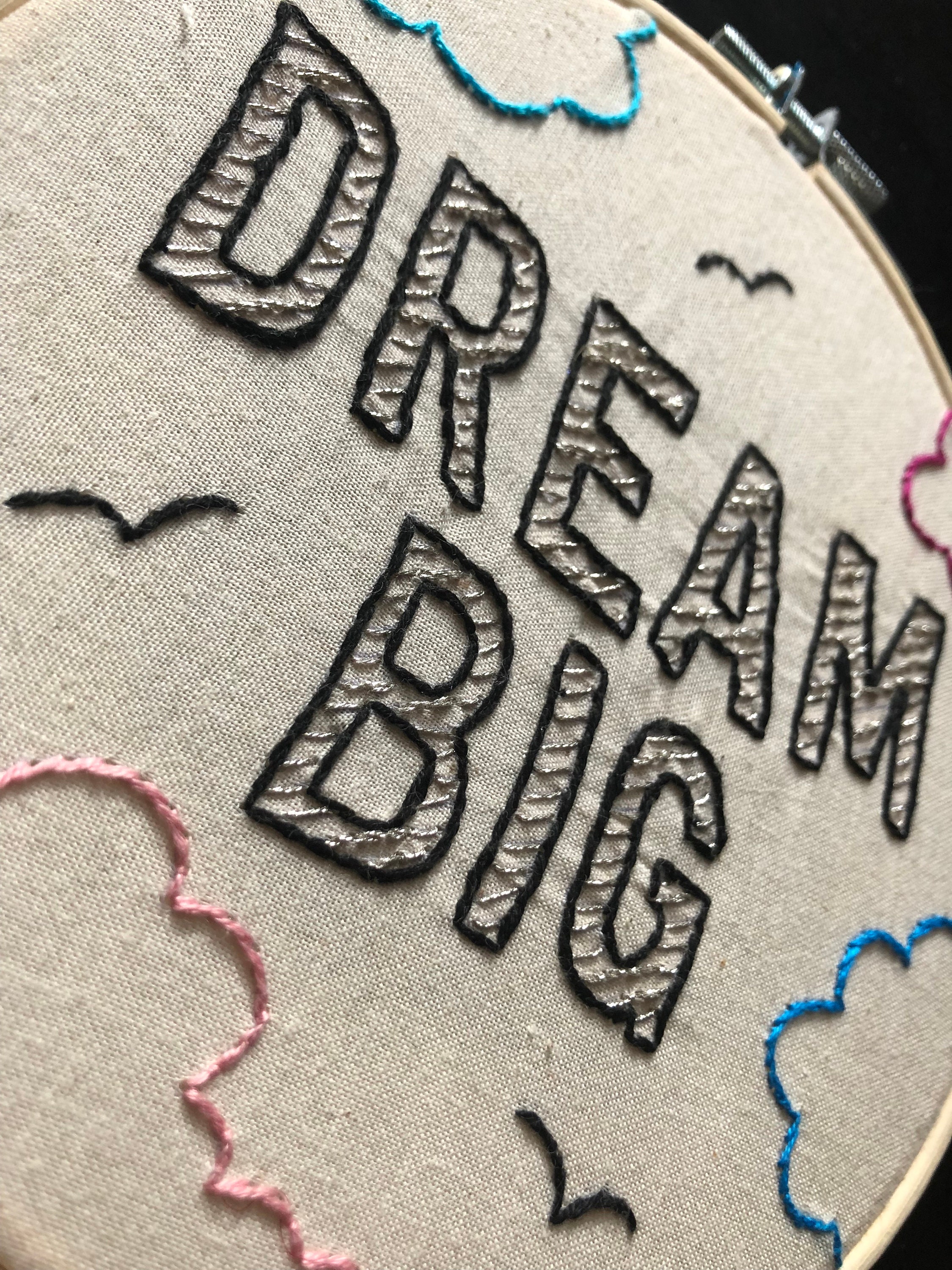 Dream Big Embroidery Wall Hanging Etsy
