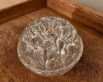 Vintage French Reims Glass Flower Frog – 19 Hole Domed Arrangement Tool